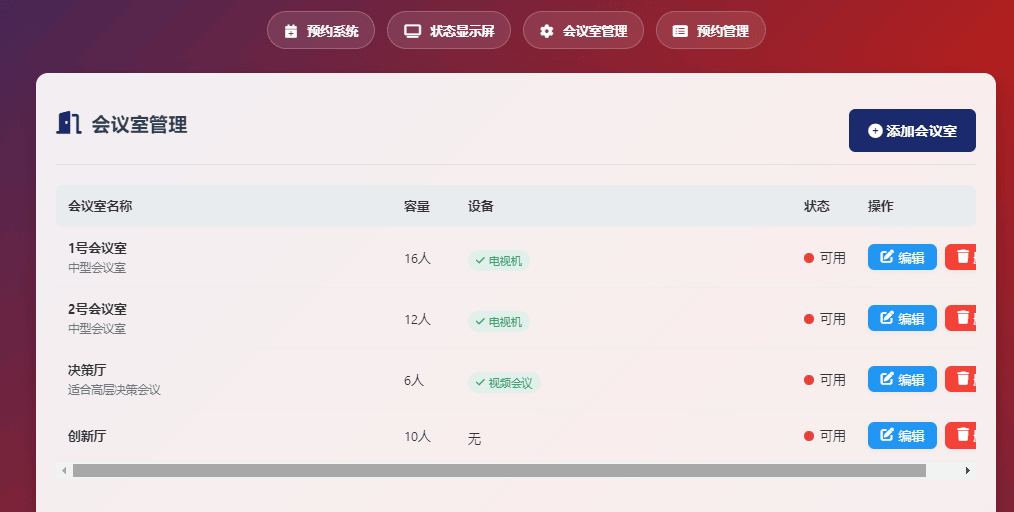 一个简单网页预约会议室系统